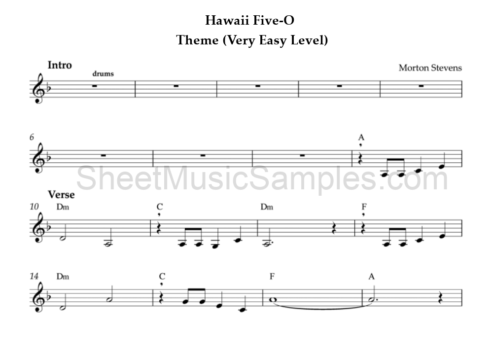 Hawaii Five-O - Theme (Very Easy Level)