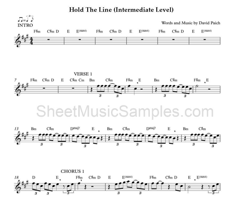 Hold The Line (Intermediate Level)