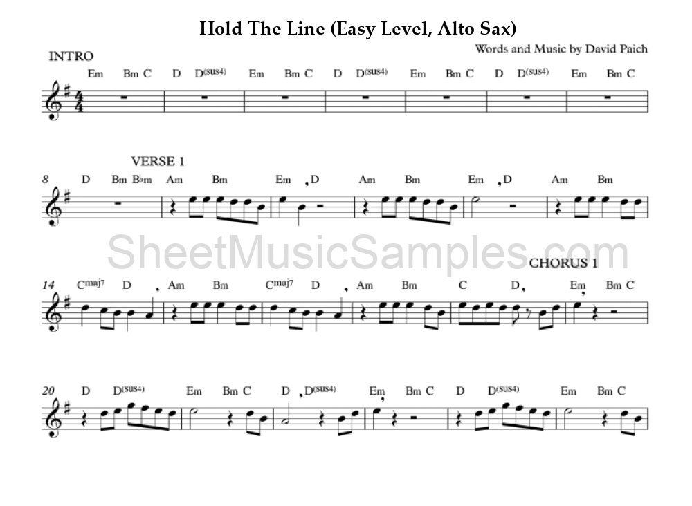 Hold The Line (Easy Level, Alto Sax)