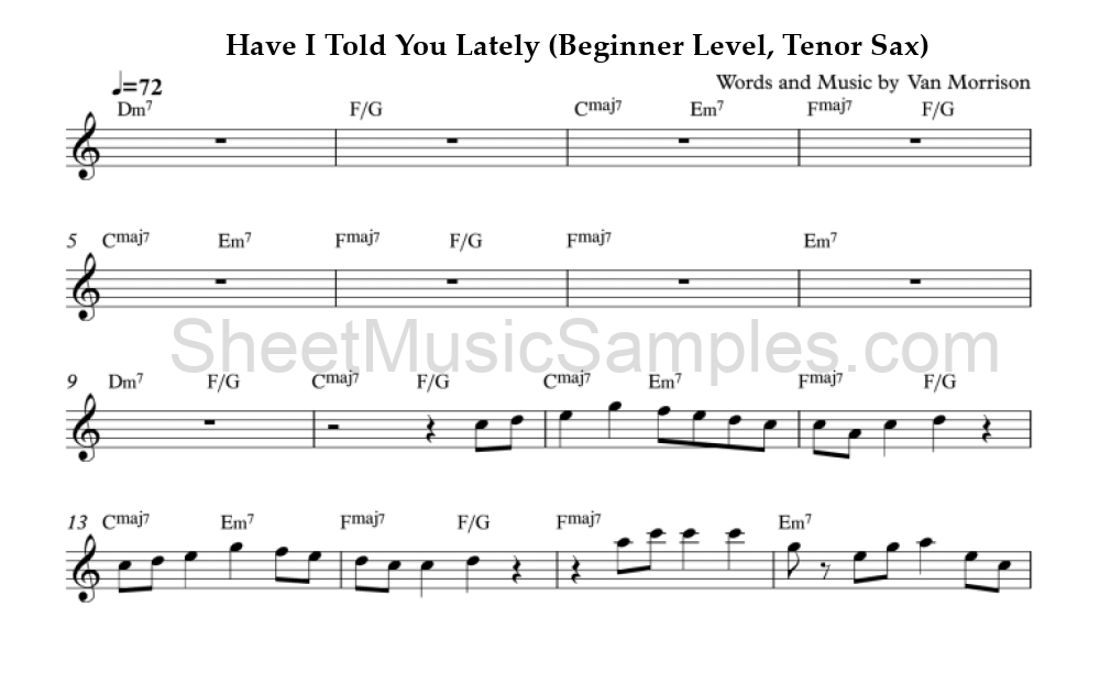 Have I Told You Lately (Beginner Level, Tenor Sax)