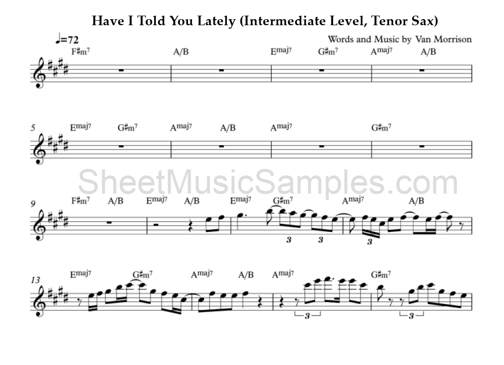 Have I Told You Lately (Intermediate Level, Tenor Sax)