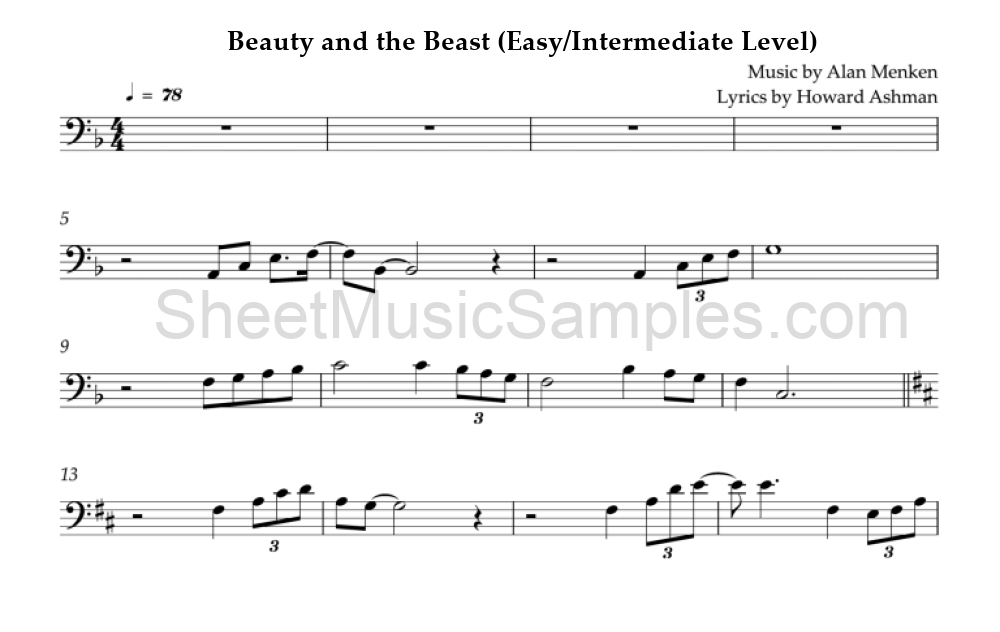 Beauty and the Beast (Easy/Intermediate Level)