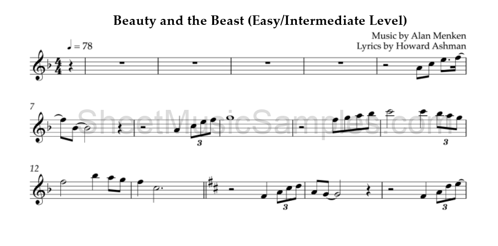 Beauty and the Beast (Easy/Intermediate Level)