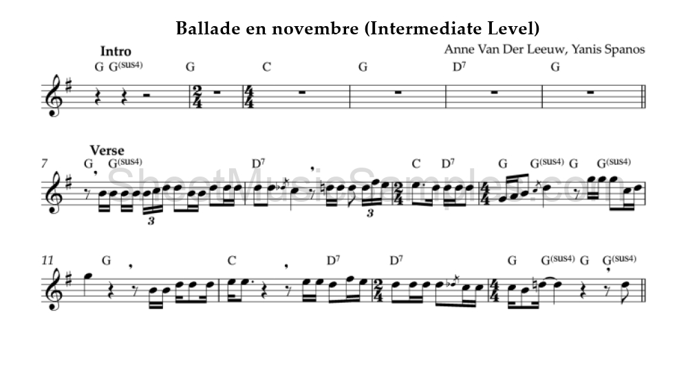 Ballade en novembre (Intermediate Level)