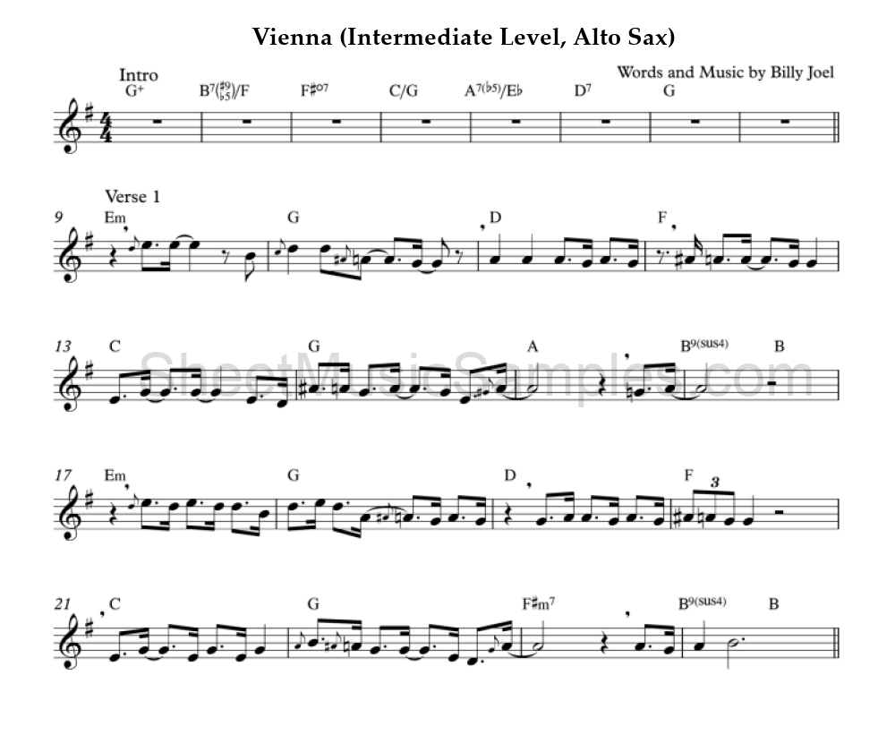 Vienna (Intermediate Level, Alto Sax)