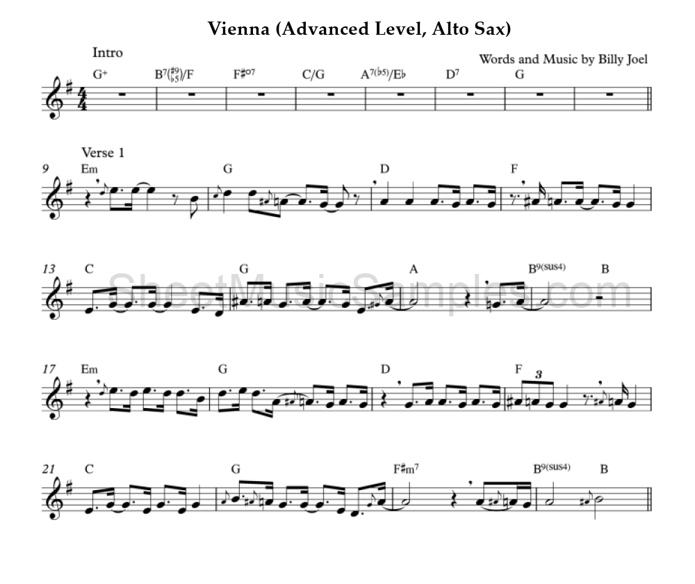 Vienna (Advanced Level, Alto Sax)