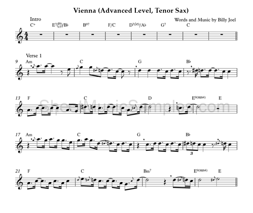 Vienna (Advanced Level, Tenor Sax)