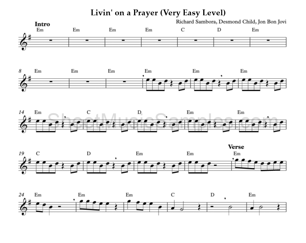 Livin' on a Prayer (Very Easy Level)