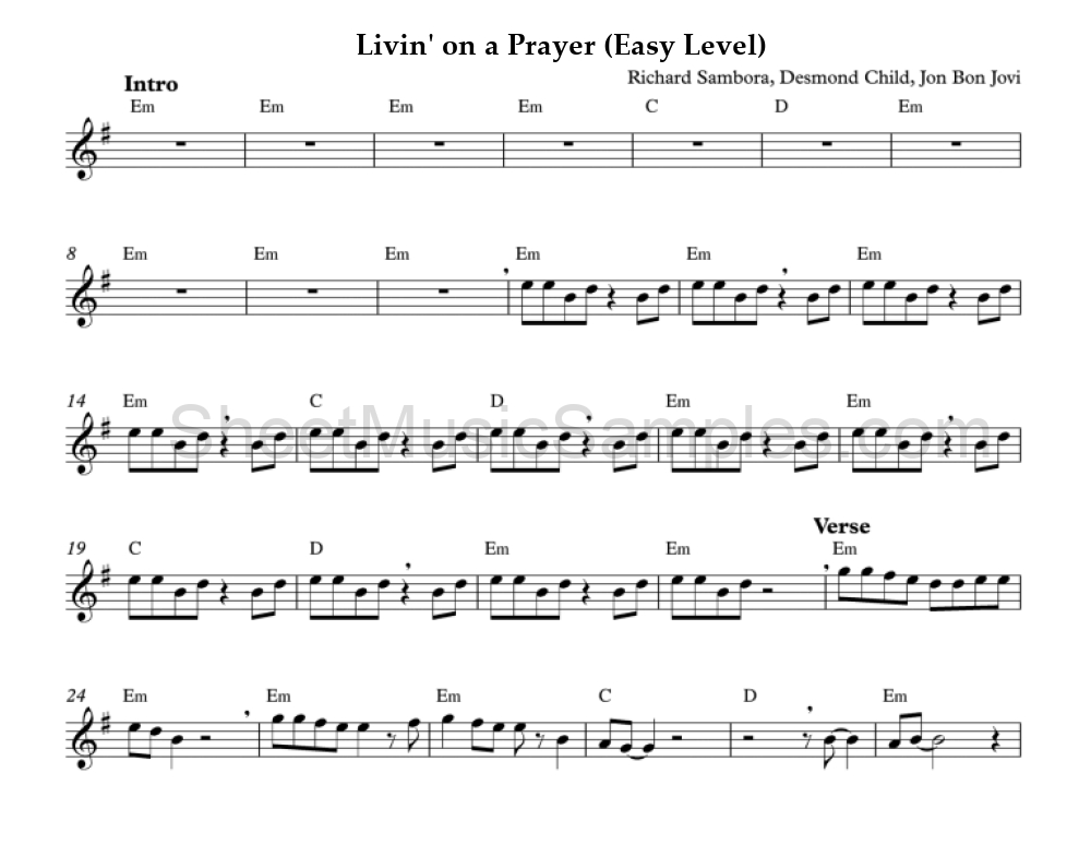 Livin' on a Prayer (Easy Level)