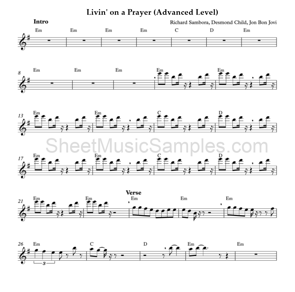 Livin' on a Prayer (Advanced Level)