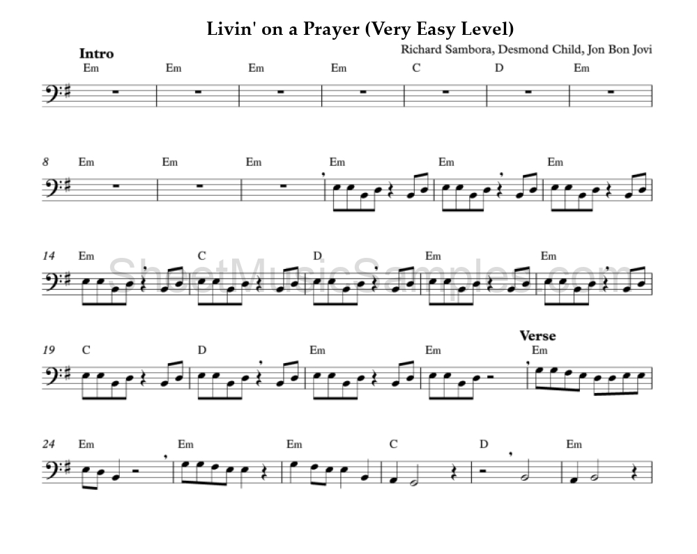 Livin' on a Prayer (Very Easy Level)