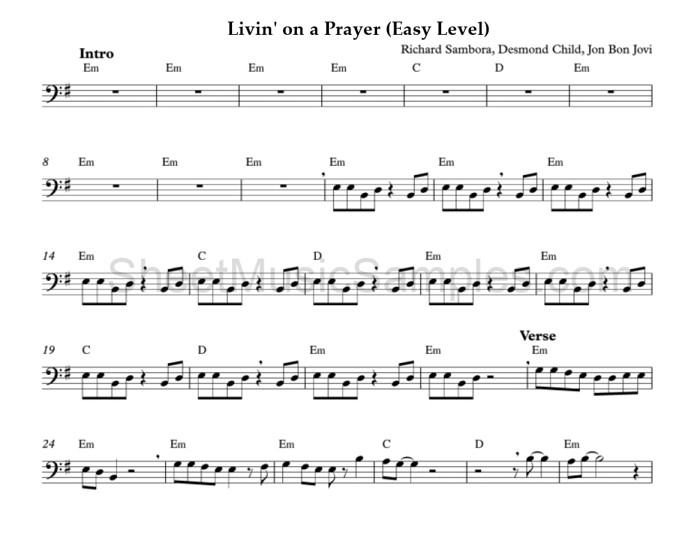 Livin' on a Prayer (Easy Level)