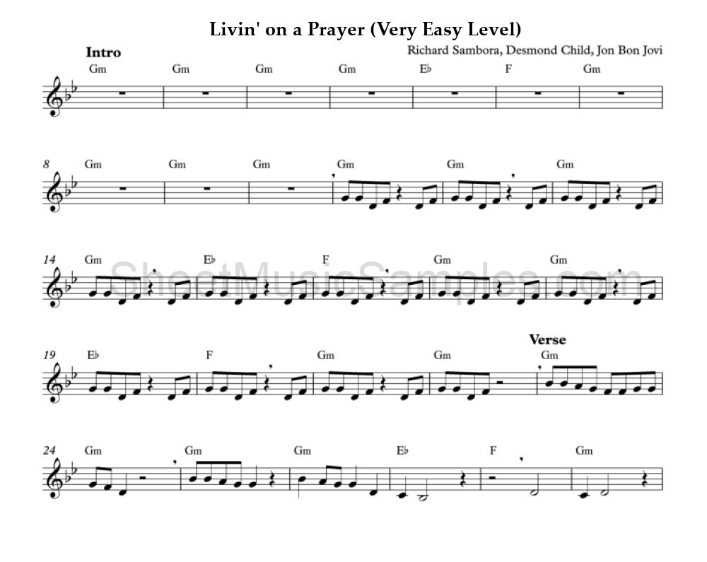 Livin' on a Prayer (Very Easy Level)