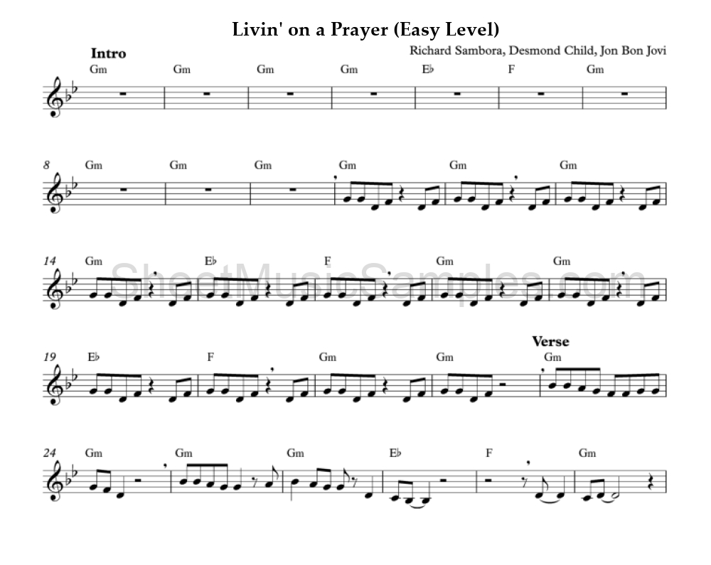 Livin' on a Prayer (Easy Level)