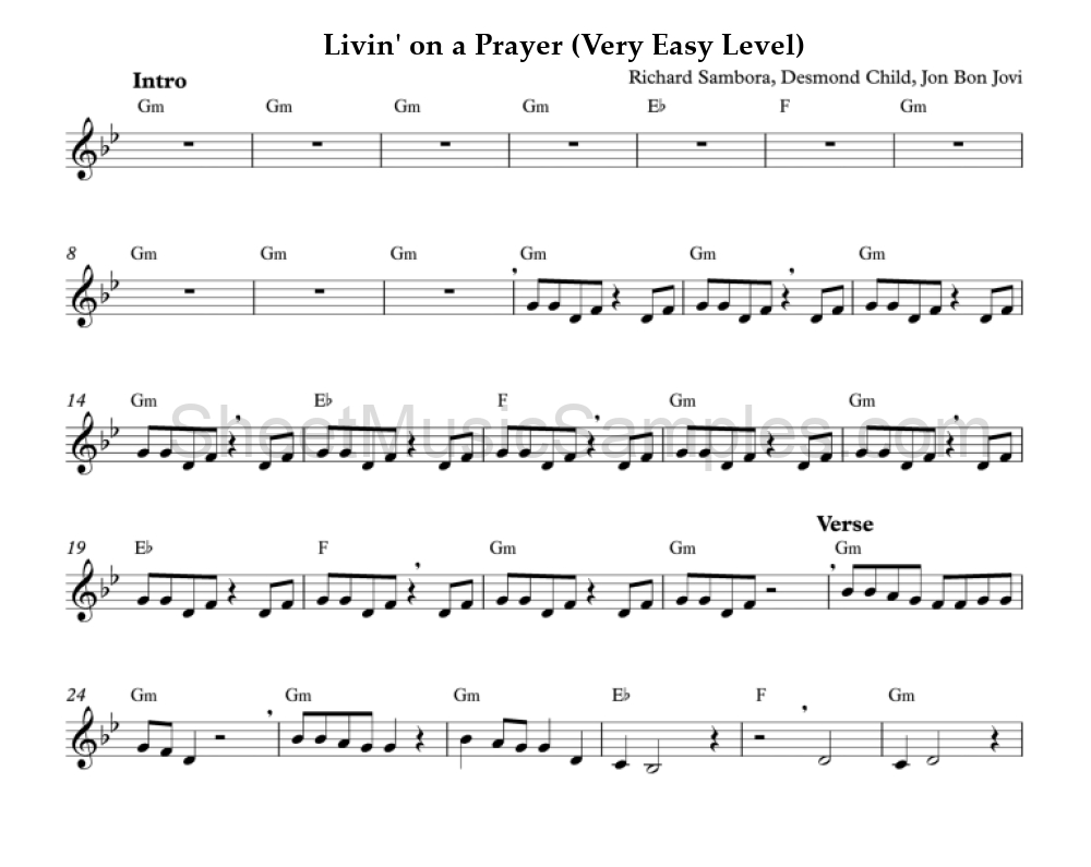 Livin' on a Prayer (Very Easy Level)