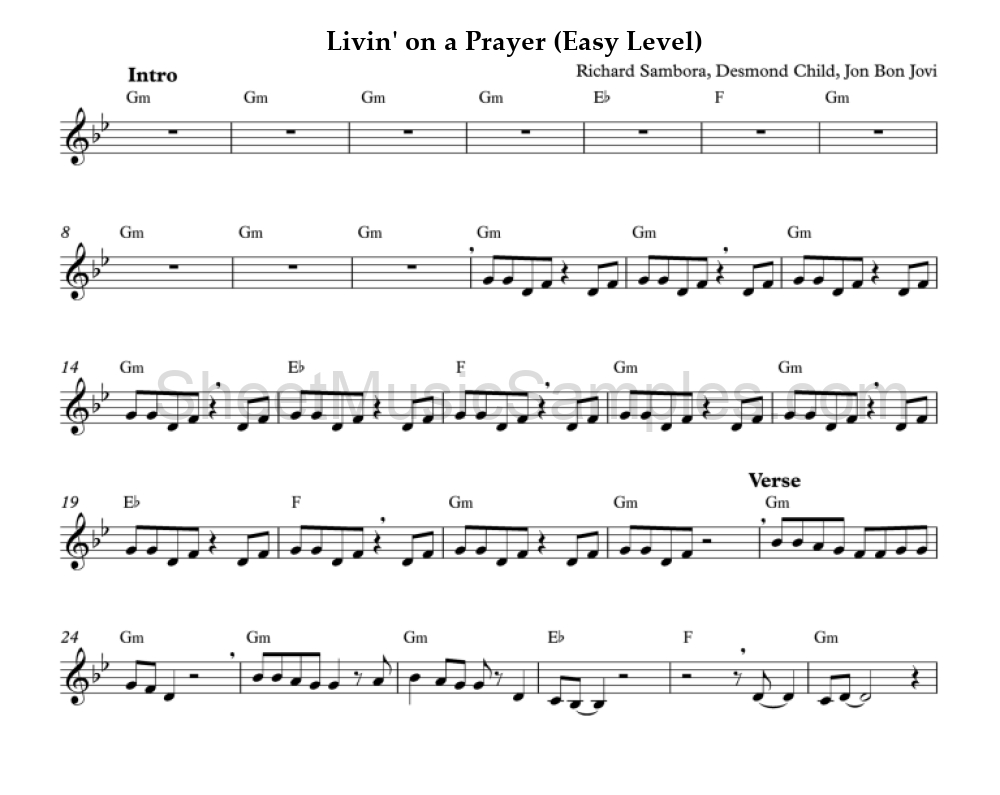 Livin' on a Prayer (Easy Level)