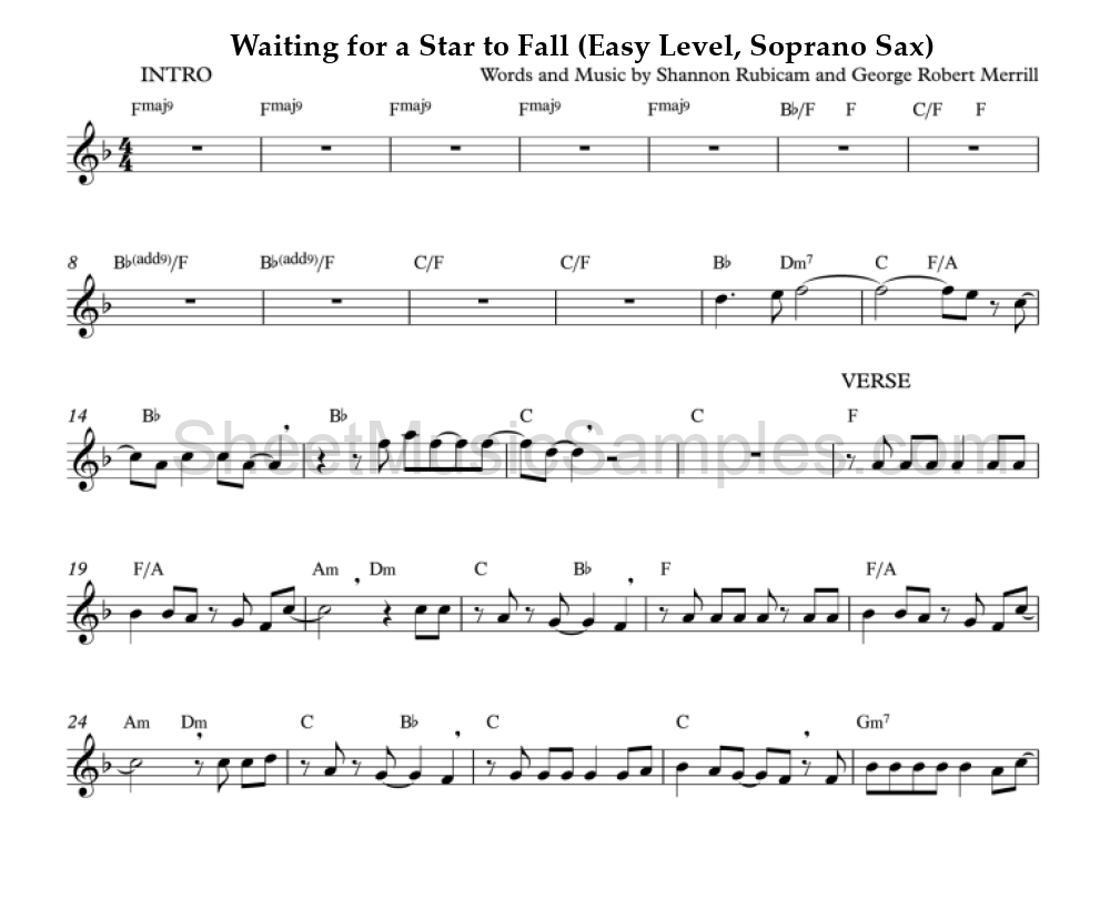 Waiting for a Star to Fall (Easy Level, Soprano Sax)