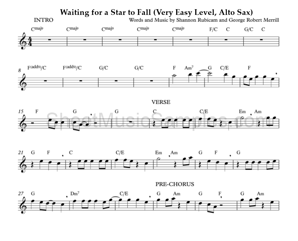 Waiting for a Star to Fall (Very Easy Level, Alto Sax)