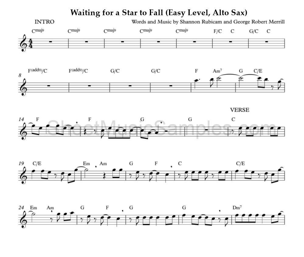 Waiting for a Star to Fall (Easy Level, Alto Sax)