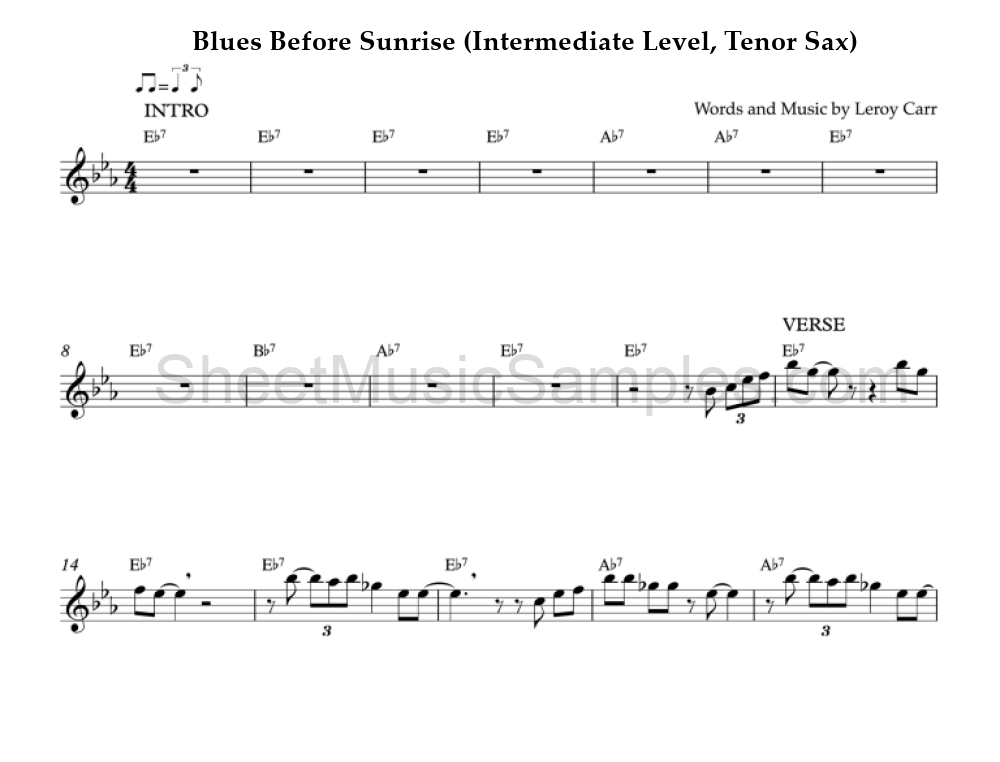 Blues Before Sunrise (Intermediate Level, Tenor Sax)