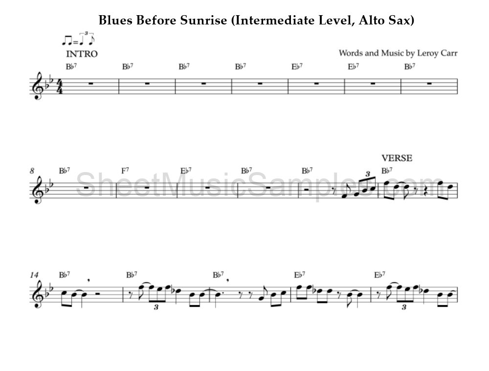 Blues Before Sunrise (Intermediate Level, Alto Sax)