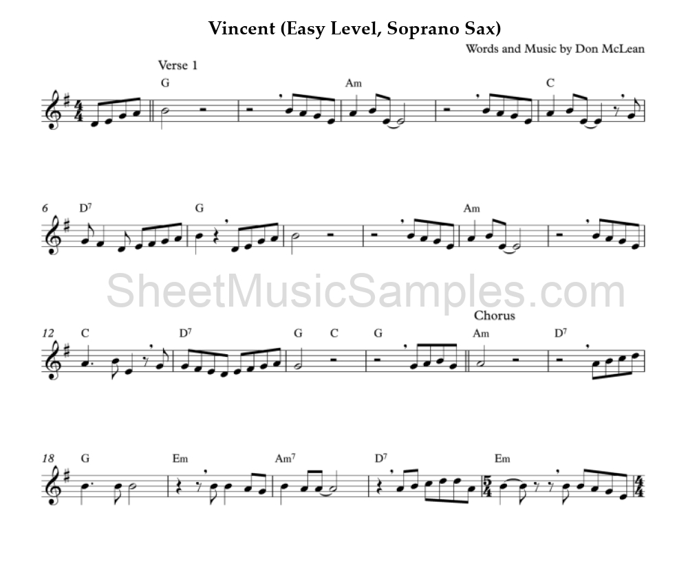 Vincent (Easy Level, Soprano Sax)