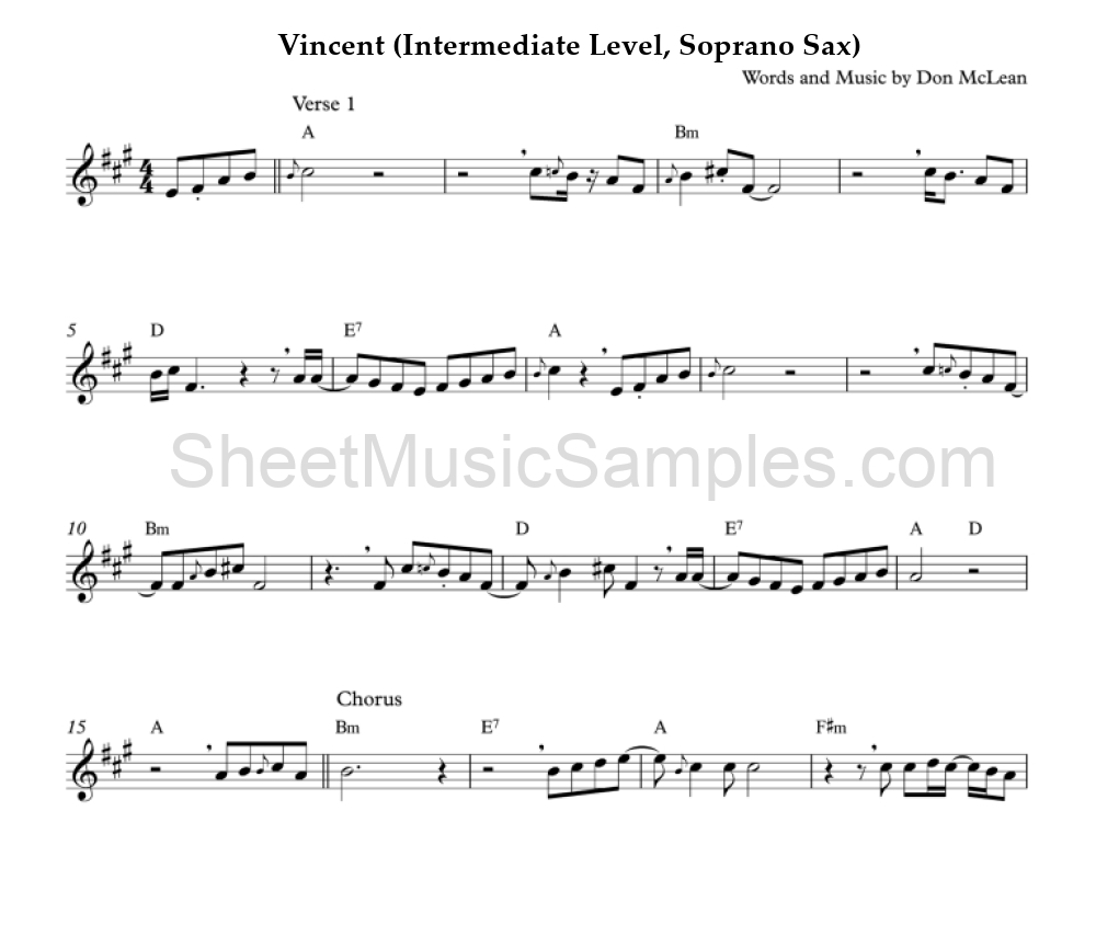 Vincent (Intermediate Level, Soprano Sax)