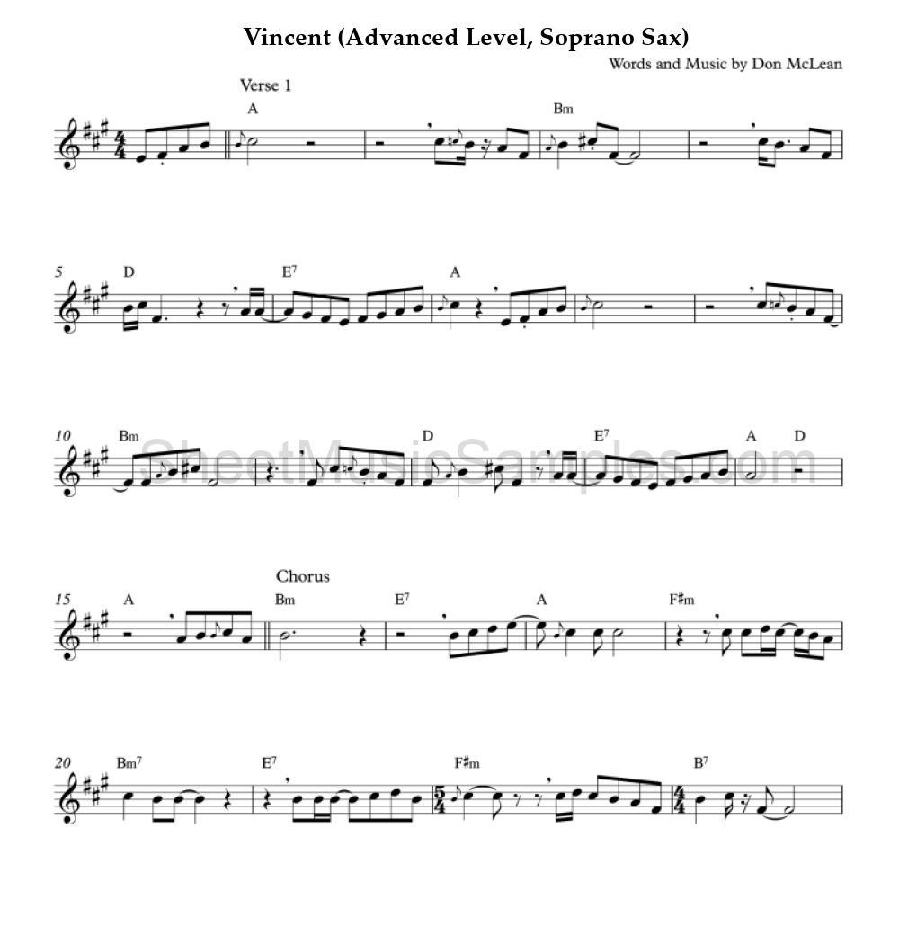 Vincent (Advanced Level, Soprano Sax)