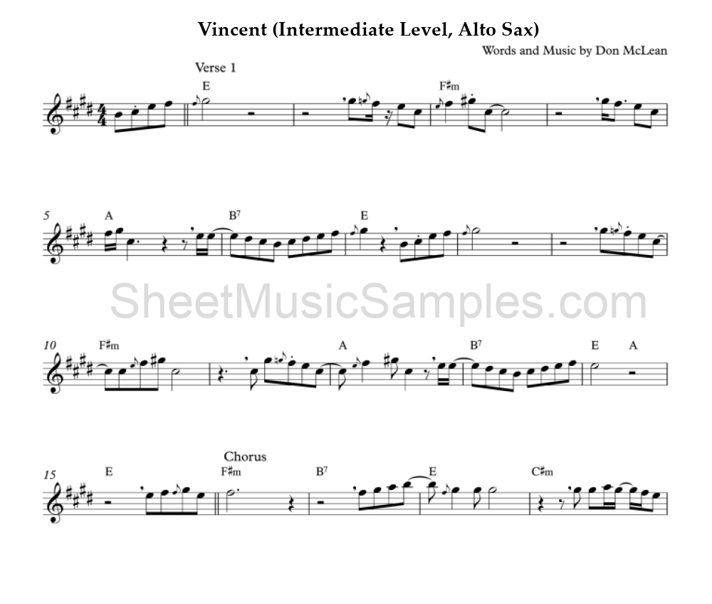 Vincent (Intermediate Level, Alto Sax)