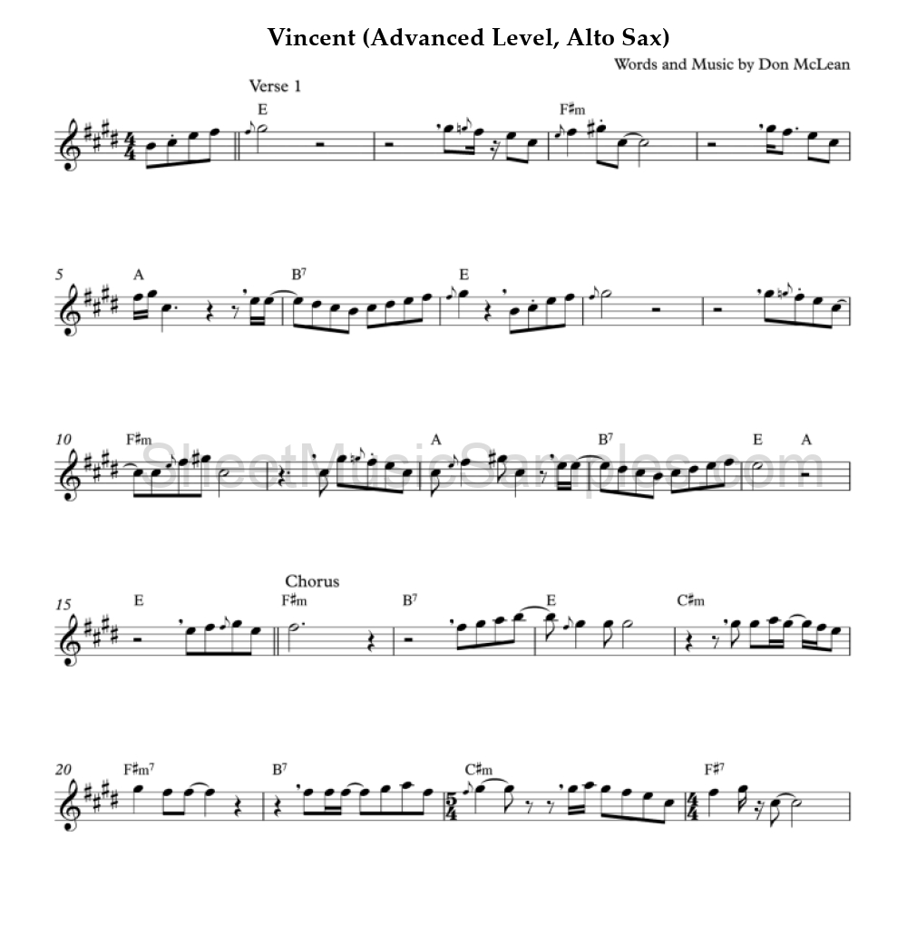 Vincent (Advanced Level, Alto Sax)