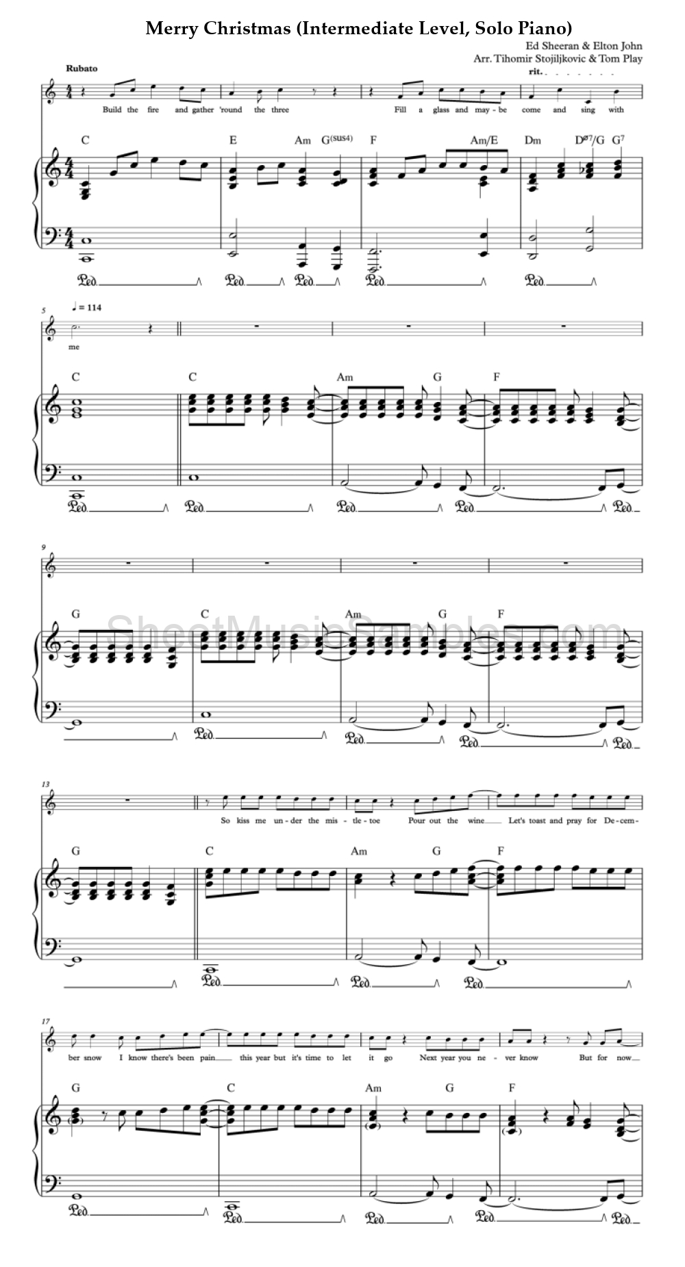 Merry Christmas (Intermediate Level, Solo Piano)