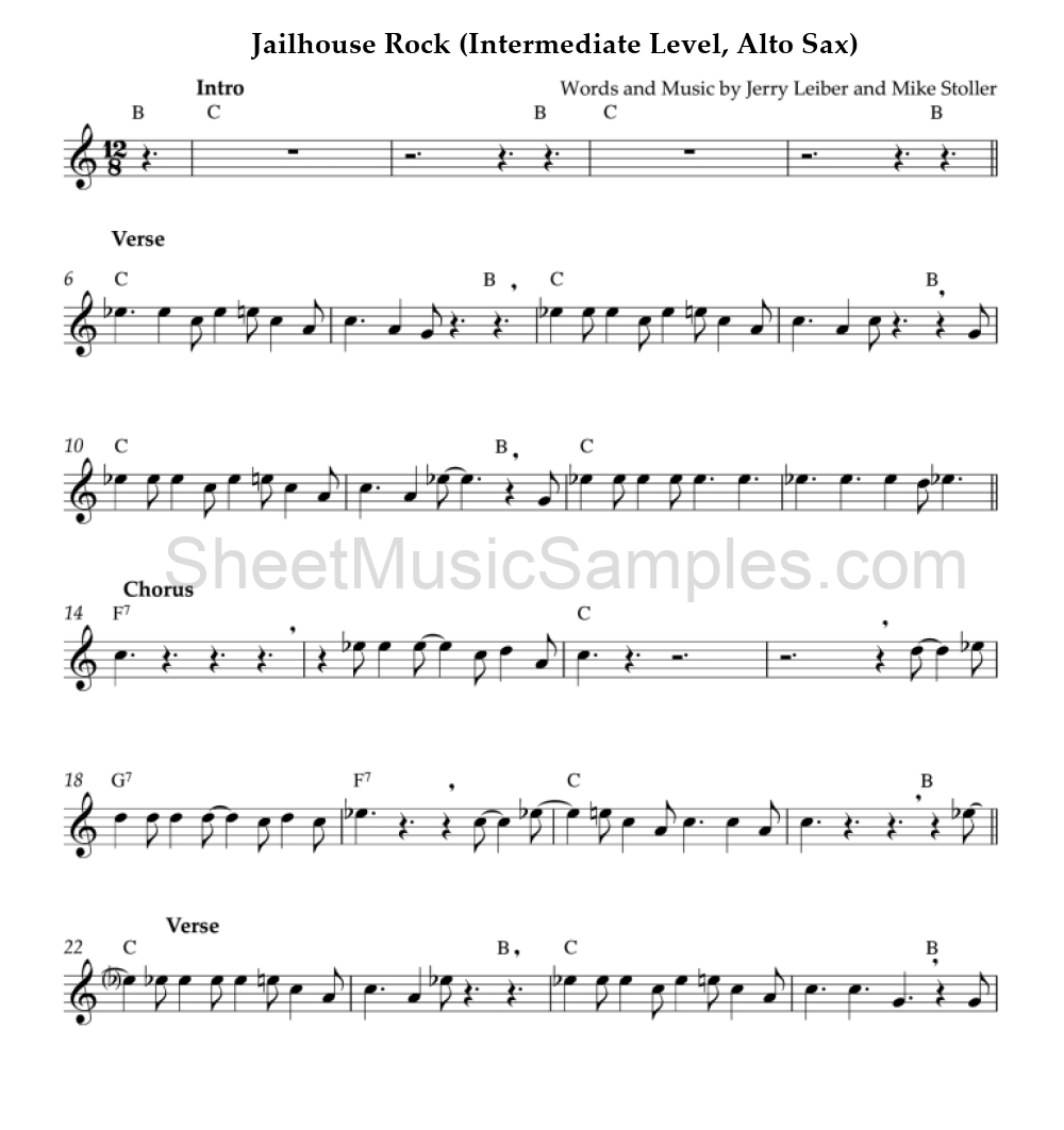 Jailhouse Rock (Intermediate Level, Alto Sax)