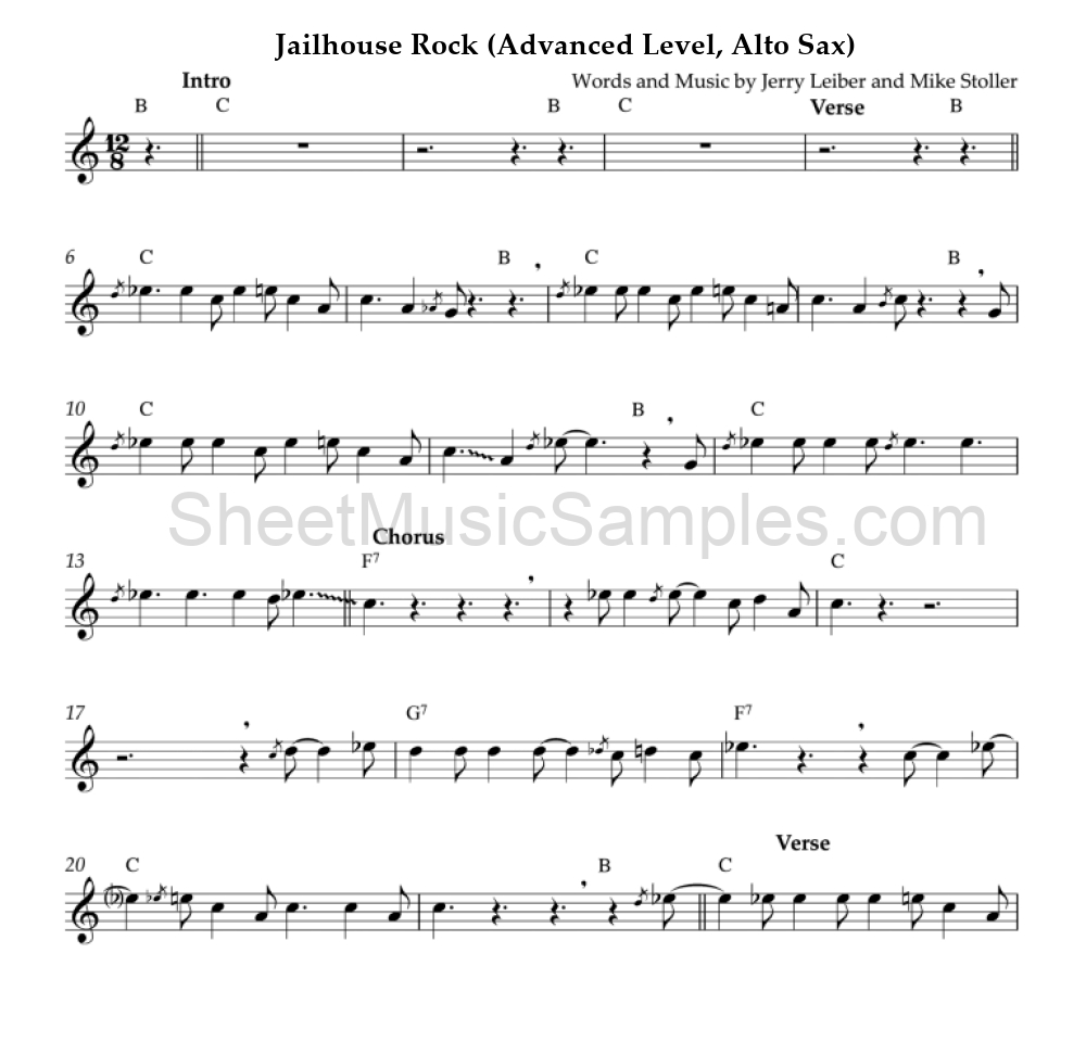 Jailhouse Rock (Advanced Level, Alto Sax)