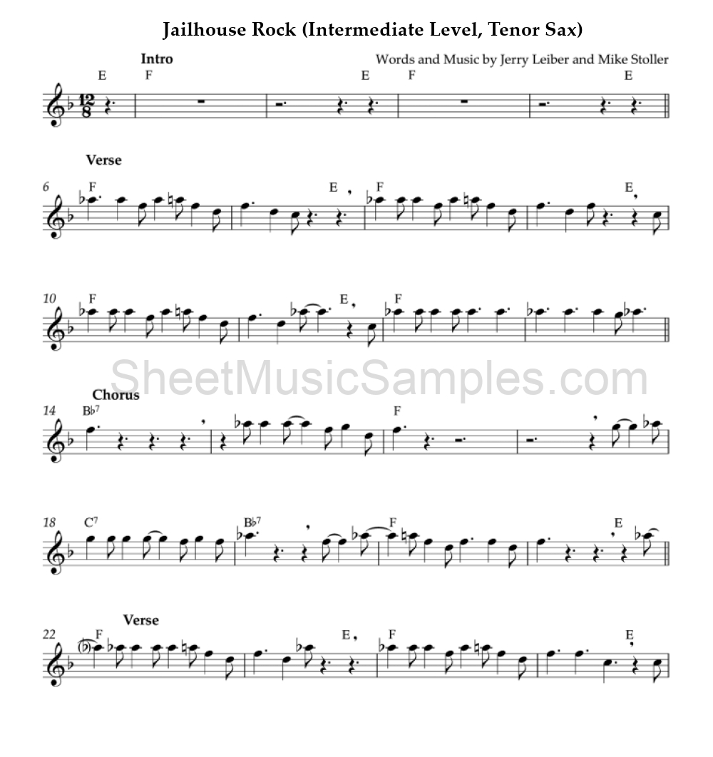 Jailhouse Rock (Intermediate Level, Tenor Sax)