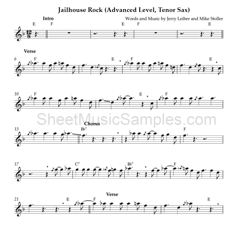 Jailhouse Rock (Advanced Level, Tenor Sax)