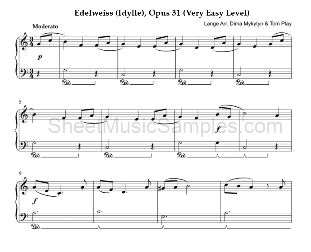 Edelweiss (Idylle), Opus 31 (Very Easy Level)