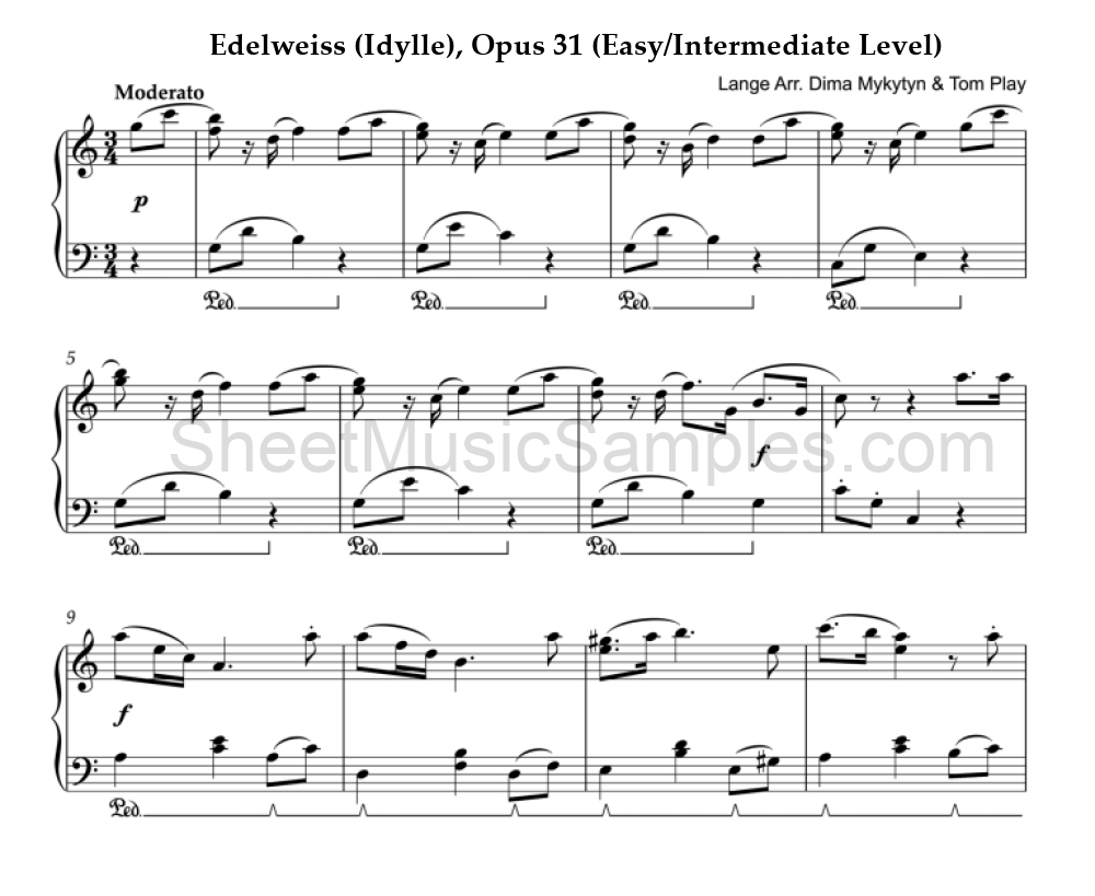 Edelweiss (Idylle), Opus 31 (Easy/Intermediate Level)