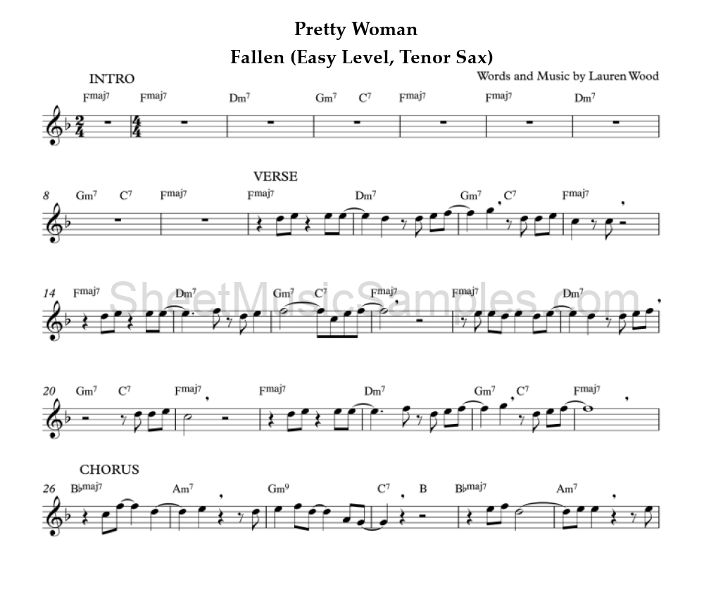 Pretty Woman - Fallen (Easy Level, Tenor Sax)