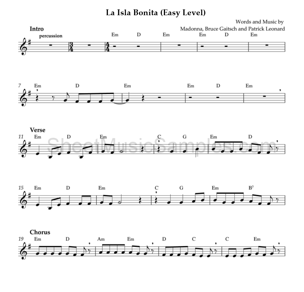 La Isla Bonita (Easy Level)