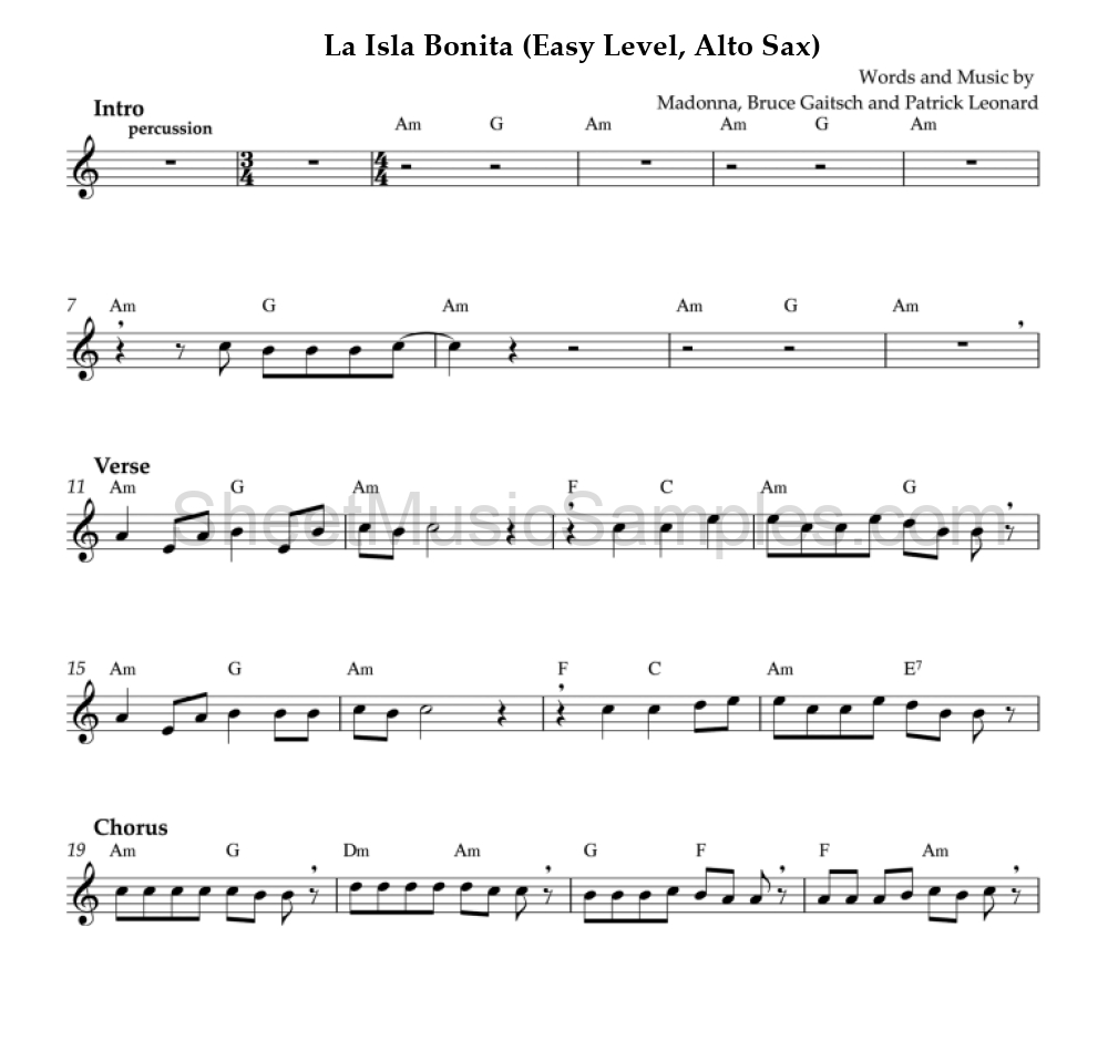 La Isla Bonita (Easy Level, Alto Sax)