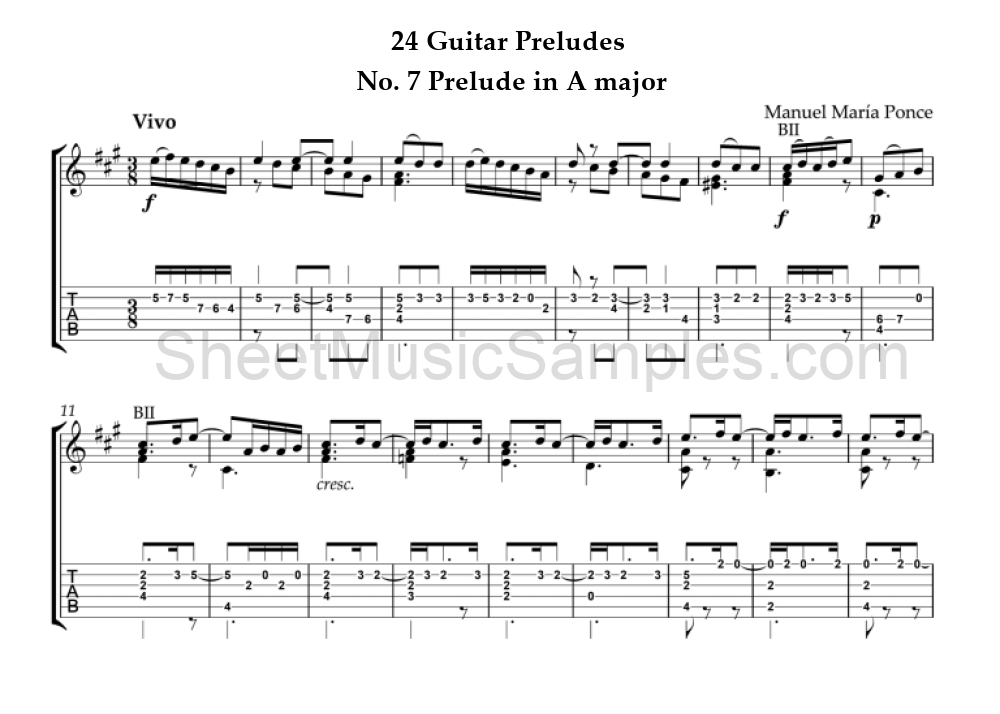 24 Guitar Preludes - No. 7 Prelude in A major