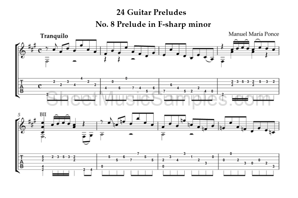 24 Guitar Preludes - No. 8 Prelude in F-sharp minor