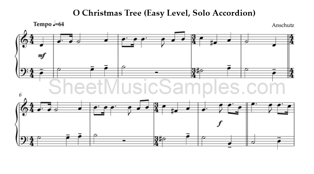 O Christmas Tree (Easy Level, Solo Accordion)