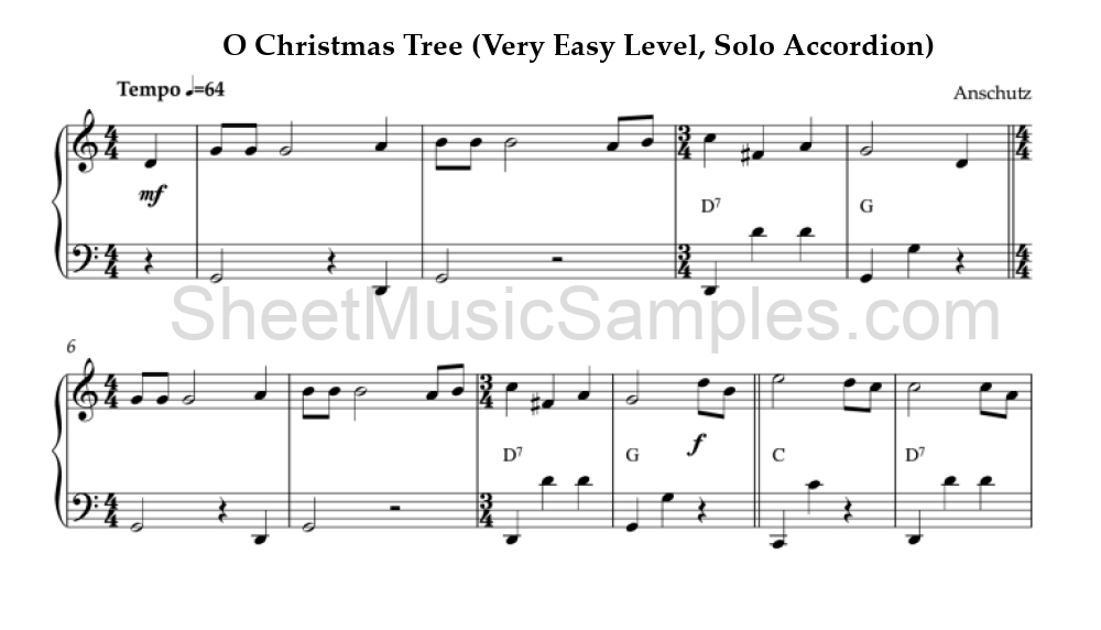 O Christmas Tree (Very Easy Level, Solo Accordion)