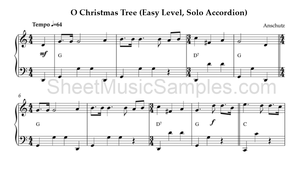 O Christmas Tree (Easy Level, Solo Accordion)