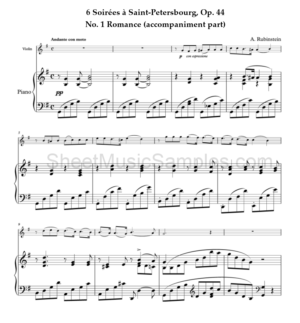 6 Soirées à Saint-Petersbourg, Op. 44 - No. 1 Romance (accompaniment part)