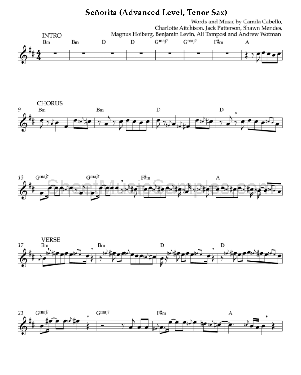 Señorita (Advanced Level, Tenor Sax)