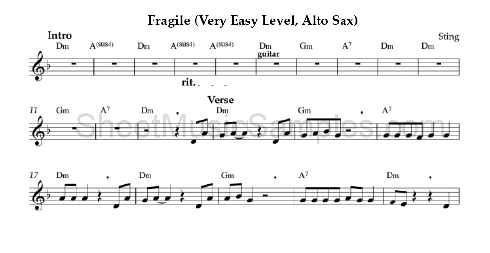 Fragile (Very Easy Level, Alto Sax)