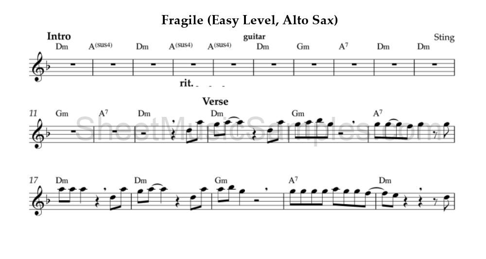 Fragile (Easy Level, Alto Sax)