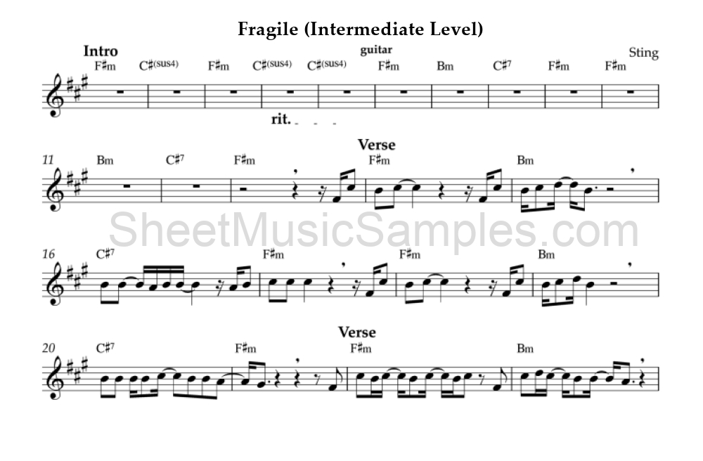 Fragile (Intermediate Level)